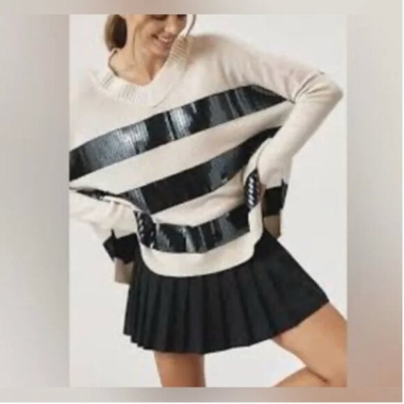 Anthropologie Maeve Cashmere Sequin v neck Sweater size XS P - Picture 2 of 11